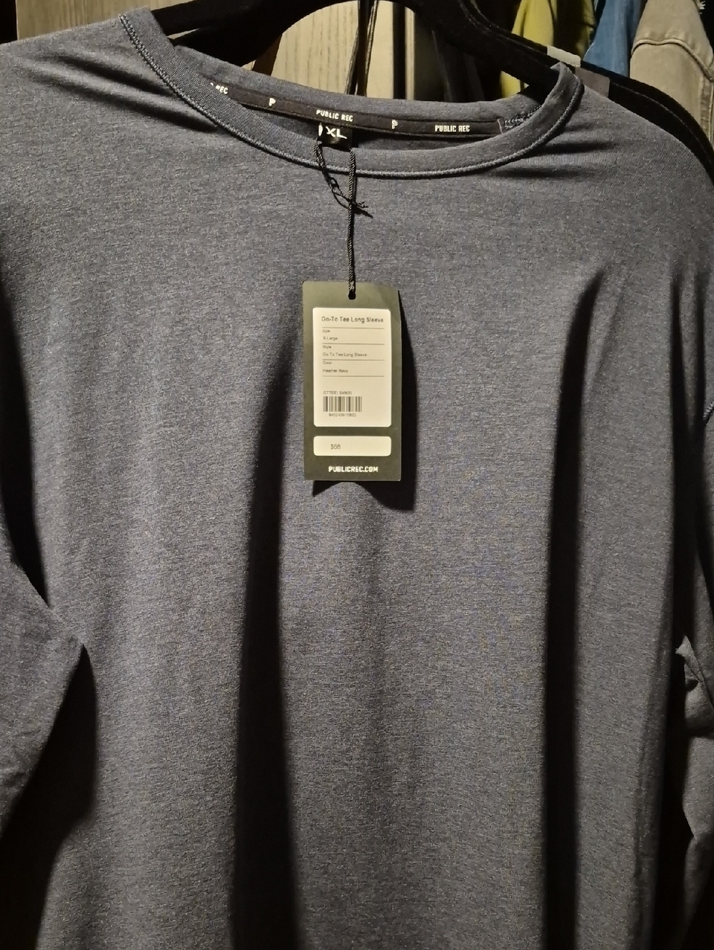 PUBLIC REC Men's Long Sleeve Crew in Heather Navy